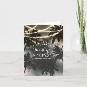 Carte De Remerciements Ciel de nuit enchanté Palmiers et guirlandes lumin