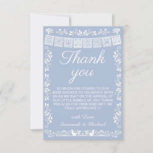 Carte De Remerciements Cielito Lindo Baby Shower Bleu Papier Picado