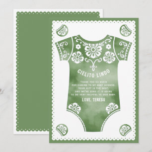 Carte De Remerciements Cielito Lindo baby shower de carrosserie vert saug