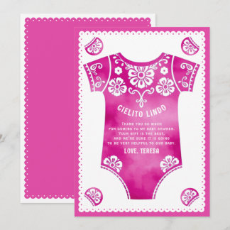 Carte De Remerciements Cielito Lindo mignon carrosserie rose fille baby s