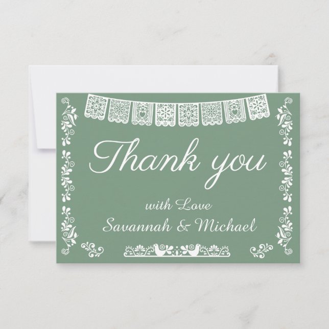 Carte De Remerciements Cielito Lindo Sage Green Fiesta Baby Shower (Devant)
