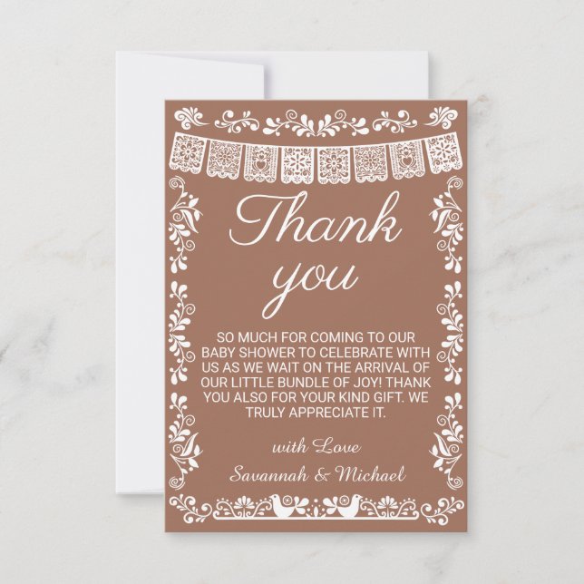 Carte De Remerciements Cielito Lindo Terracotta Papel Picado Baby Shower (Devant)