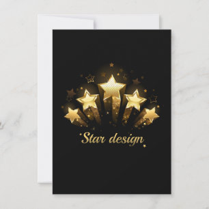 Carte De Remerciements Cinq étoiles d'or en noir