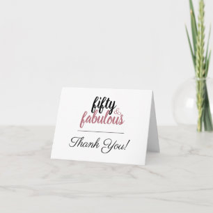 Carte De Remerciements Cinquante personnalisé et fêtard Anniversaire Rose