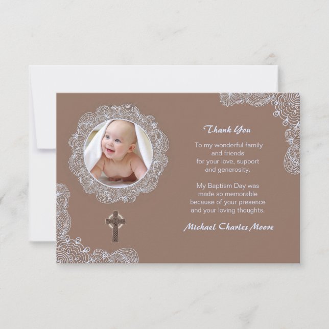 Carte de remerciements circulaire de photo de (Devant)