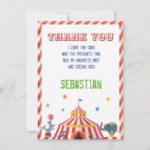 CARTE DE REMERCIEMENTS CIRCUS