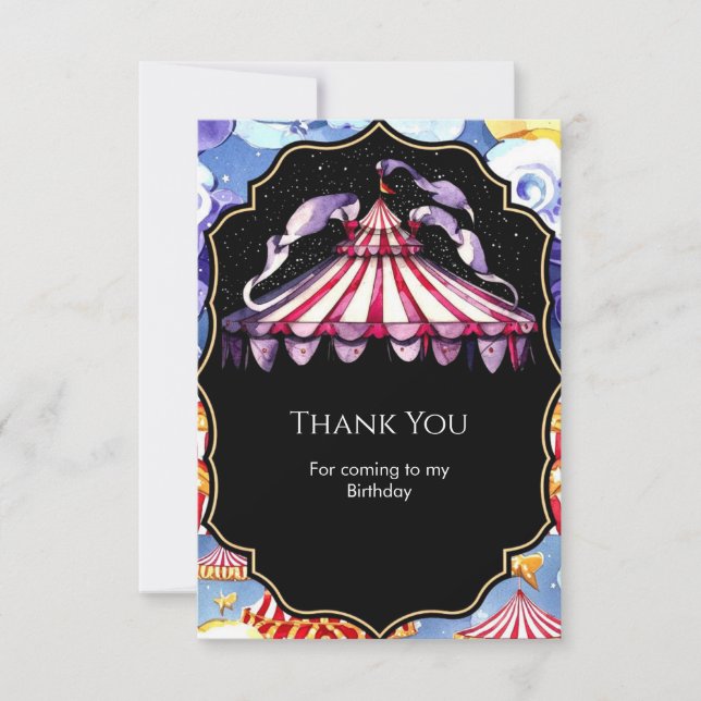 Carte De Remerciements Cirque Boho Céleste d'Anniversaire (Devant)