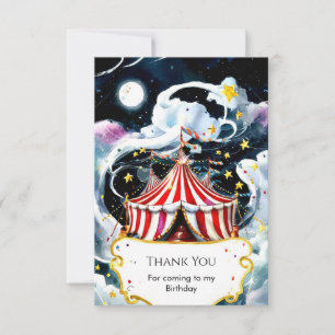 Carte De Remerciements Cirque d'anniversaire aquarelle enchantée