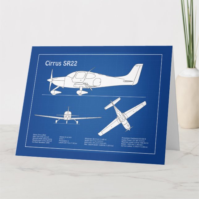 Carte De Remerciements Cirrus SR22 - Plans de dessin du plan directeur de (Devant)
