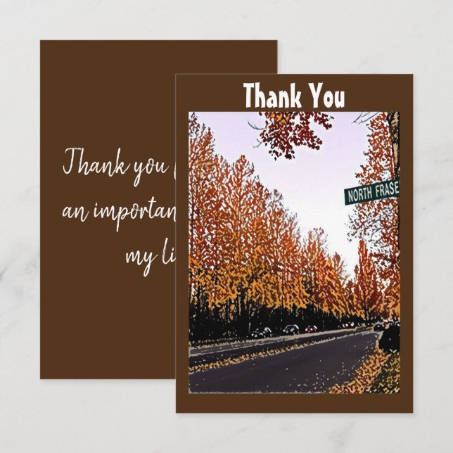 Carte De Remerciements Citation customisée Aquarelle Brown Arbres automna (Devant / Derrière)