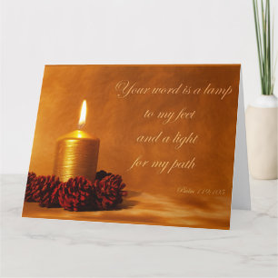 Carte De Remerciements Citation de la Bible avec bougie de Noël