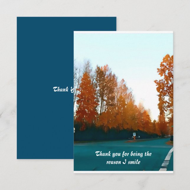 Carte De Remerciements Citation personnalisée Aquarelles Arbres Couleurs  (Devant / Derrière)