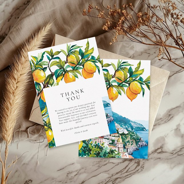 Carte De Remerciements Citron Citrus Côte Amalfi Mariage italien (Créateur téléchargé)