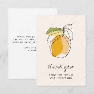 Carte De Remerciements Citron Citrus Ligne Moderne Dessin Mariage