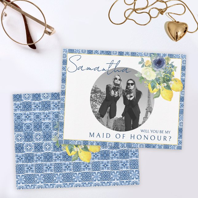 Carte De Remerciements Citron méditerranéen italien Maid photo d'honneur (Créateur téléchargé)