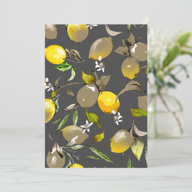 Carte De Remerciements citrons d'aquarelle 35 (Debout devant)