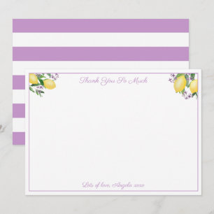 Carte De Remerciements Citrons Et Lavande Fête des mariées Violet Jaune
