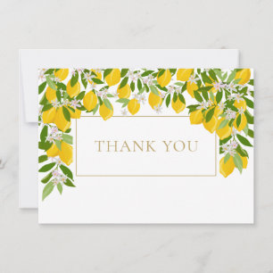 Carte De Remerciements Citrons Floraison Verdure Géométrique Or