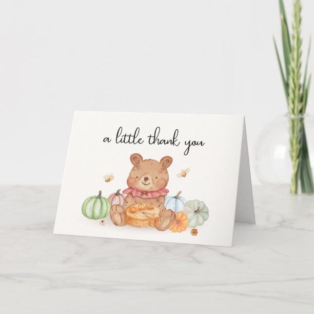 Carte De Remerciements Citrouille Automne Pie Teddy Bear Baby shower (Devant)
