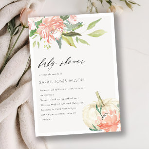 Carte De Remerciements Citrouille blanc Blush Floral Baby shower Invitati