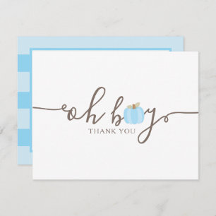 Carte De Remerciements Citrouille bleu Oh Baby shower garçon Automne Merc