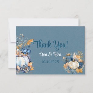 Carte De Remerciements Citrouille bleu orange de automne Mariage Peony
