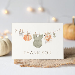 Carte De Remerciements Citrouille d'automne Baby shower de vêtements bébé