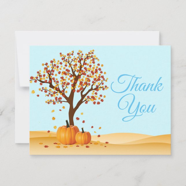 Carte De Remerciements Citrouille d'automne des arbres d'automne (Devant)