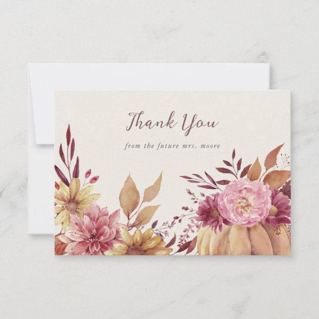 Carte De Remerciements Citrouille d'automne et fleurs sauvages d'automne  (Devant)