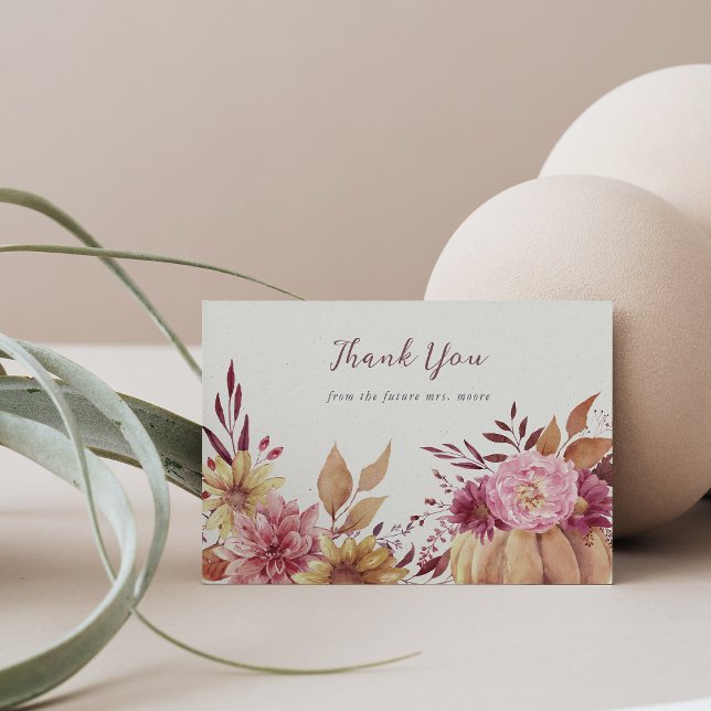 Carte De Remerciements Citrouille d'automne et fleurs sauvages d'automne  (Créateur téléchargé)