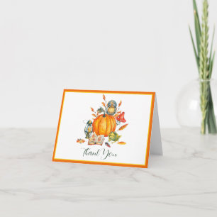 Carte De Remerciements Citrouille d'automne hibou et grenouille