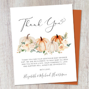 Carte de remerciements citrouille de Baby shower F