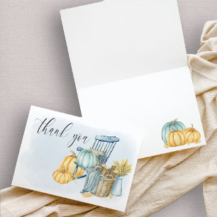 Carte De Remerciements Citrouille de campagne à l'aquarelle bleue