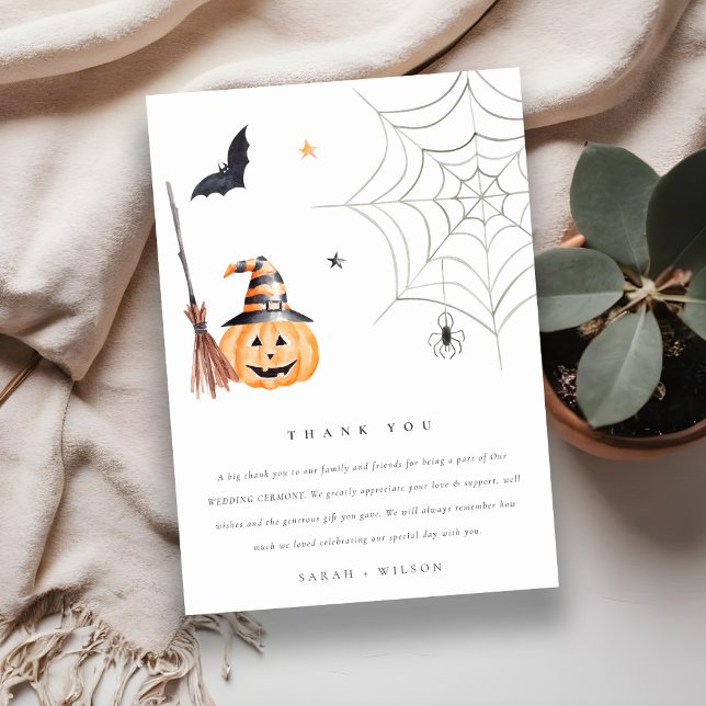 Carte De Remerciements Citrouille d'Halloween doux Spiderweb Mariage Éffr (Créateur téléchargé)