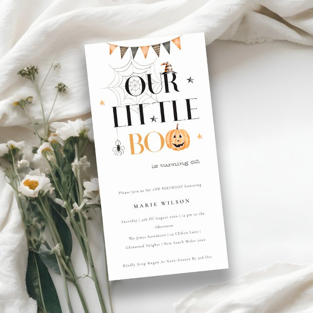 Carte De Remerciements Citrouille d'Halloween Little Boo Anniversaire de  (Créateur téléchargé)