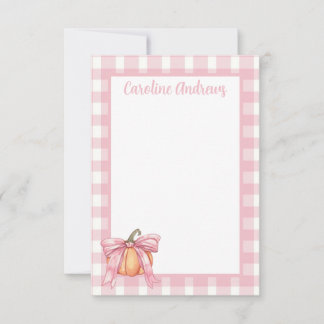 Carte De Remerciements Citrouille en ruban rose, papeterie rose Coquette