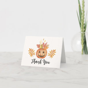 Carte De Remerciements Citrouille Fleur Halloween Baby shower d'automne
