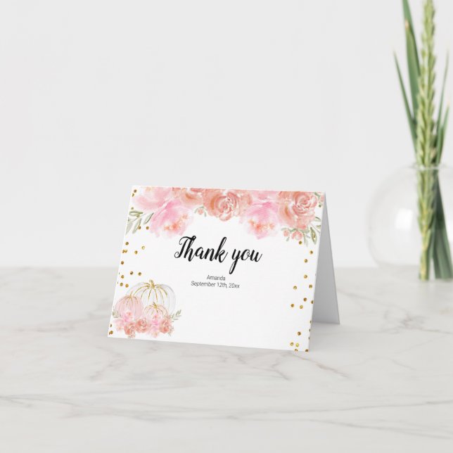 Carte de remerciements Citrouille floral (Devant)