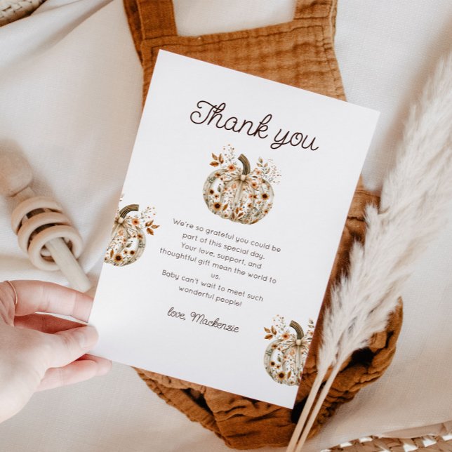 Carte de remerciements Citrouille floral (Cozy in Bloom Thank You Card
)