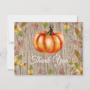 Carte De Remerciements Citrouille orange automnale aquarelle rustique