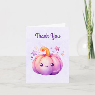 Carte De Remerciements Citrouille Pastel avec Étoiles Ambiance Mignonne e