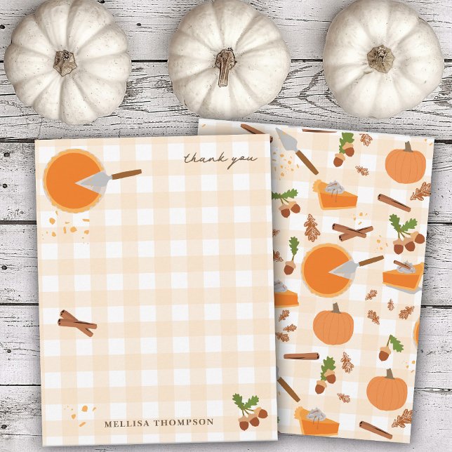 Carte De Remerciements Citrouille Pie Automne automne Thanksgiving (Pumpkin Pie Autumn Fall Thanksgiving Thank You Card)