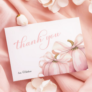 Carte De Remerciements Citrouille rose Baby shower Coquette Bow