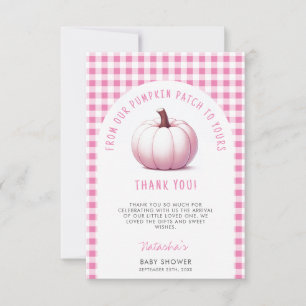 Carte De Remerciements Citrouille rose En vichy Plaid Baby Girl Baby show