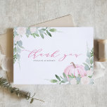 Carte De Remerciements Citrouille rose et verdure Baby shower d'automne<br><div class="desc">Envoyez des remerciements avec ce carte de remerciements personnalisable. Il présente un élégant script, un citrouille d'aquarelle rose, des fleurs blanches et de la verdure. Personnalisez en ajoutant vos détails. Ce carte de remerciements citrouille est parfait pour les diplômes du printemps et de l'automne, les douches, les anniversaires, les mariages,...</div>