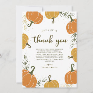 Carte De Remerciements Citrouille rustique et feuilles pour tout événemen