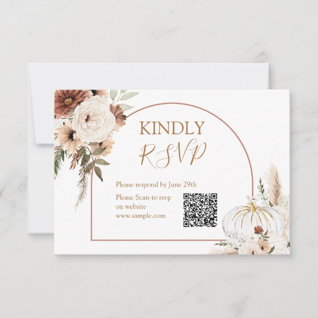 Carte De Remerciements Citrouille Rustique Floral Arch Boho Tomber en amo (Devant)