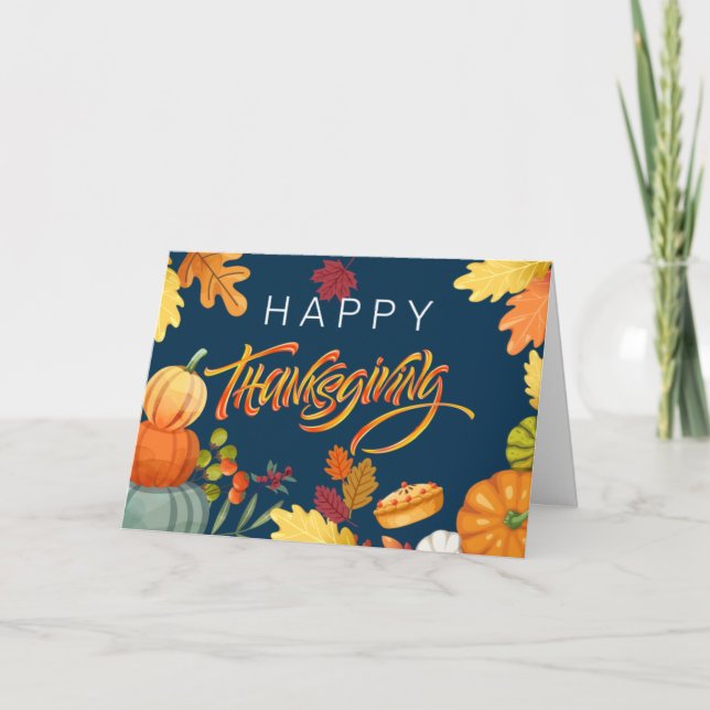 Carte De Remerciements Citrouilles bons thanksgivings, baies et Feuilles (Devant)