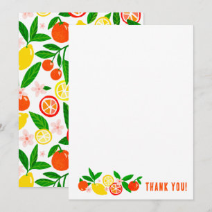 Carte De Remerciements Citrus Celebration Couleur Personnalisée Bloc-Note
