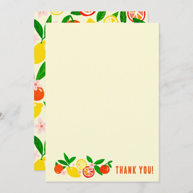 Carte De Remerciements Citrus Celebration Custom Colorful Blank Note (Devant / Derrière)